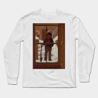 Can I Shovel Off the Snow? by John George Brown Long Sleeve T-Shirt